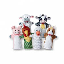 "Melissa & Doug Barn Buddies Hand Puppets, Set of 6 (Cow, Sheep, Horse, Duck, Chicken, Pig)"