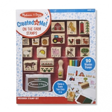 "Melissa & Doug Created by Me! Wooden On the Farm Stamp Kit (20 Stamps, 5 Markers, 2-Color Ink Pad)"