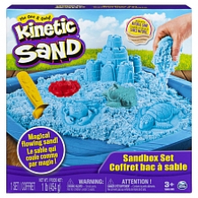 Kinetic Sand, Sandbox Playset with 1lb of Blue Kinetic Sand and 3 Molds