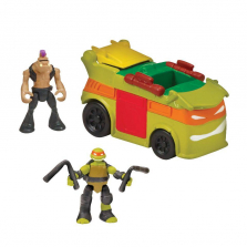 Teenage Mutant Ninja Turtles Micro Mutant Party Van with Action Figure Set - Super Ninja Michelangelo and Bebop