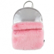 S. Lab Silver Shimme Mini Backpack+Faux Fur Pocket