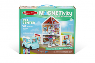 Melissa & Doug 93-Piece MAGNETIVITY Magnetic Building Play Set – Pet Center with Rescue Vehicle