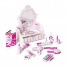 Melissa & Doug Wooden Beauty Salon Play Set With Vanity and Accessories 080163