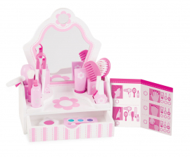 Melissa & Doug Wooden Beauty Salon Play Set With Vanity and Accessories 18 Pieces 080163
