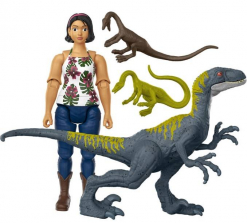 Игровой набор Jurassic Evolution World Сэмми Гутьеррес и Велоцираптор Sammy and Velociraptor