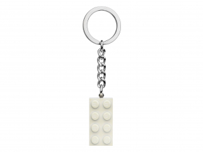 Lego 2x4 White Metallic Key Chain 854084