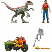 Эксклюзивный набор Jurassic Park '93 Classic фигурка Денис Недри и велоцираптор Dennis Nedry Track & Chase Pack Мотокросс