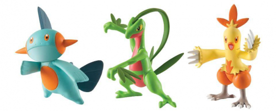 Pokemon 3 Pack 3 inch Stuffed Figure - Combusken, Marshtomp and Grovyle