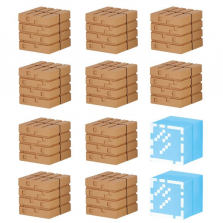 Minecraft Mine-Keshi Block Set - Wood Planks and Glass