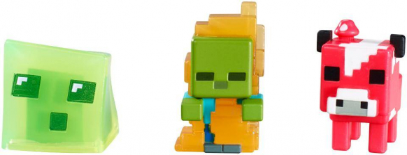 Minecraft Collectible Figures 3-Pack Series 3 - Mooshroom, Zombie In Flames and Slime Cube