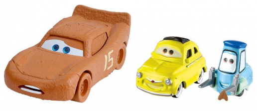 Disney Pixar Cars 3 1:55 Scale Diecast Vehicle - Lightning McQueen as Chester Whipplefilter, Luigi and Guido with Cloth