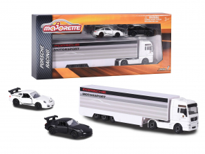 Majorette Series 1 1:64 Scale Porsche Racing Diecast Set - MAN Transporter and Porsche GT3 RS