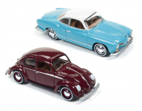 Johnny Lightining Volkswagen 1:64 Scale Diecast Car - 1966 Karmann Ghia and 1950 Beetle