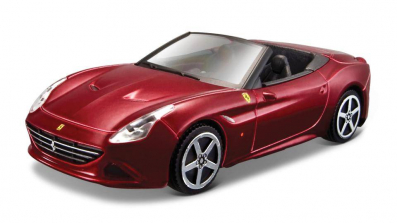 Bburago 1:43 Scale Ferrari Race and Play Diecast Car - Metallic Red Ferrari California (Open Top)