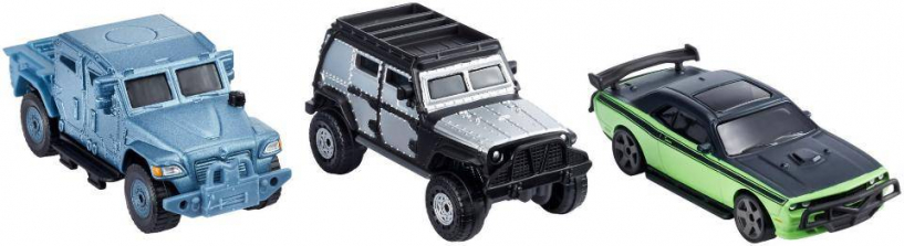 Fast and Furious 8 Diecast 3 Pack Off-Road Octane Car Playset - Dodge Challenger, Jeep Wrangler Rubicon and NavistarMXT