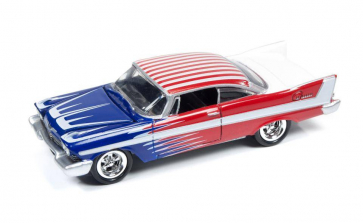 Johnny Lightning Street Freaks Diecast Vehicle - 1958 Plymouth Belvedere Bright Red with Blue/White Graphics