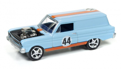 Johnny Lightning Street Freaks Diecast Car - 1964 Ford Falcon Delivery (Spoilers) Gulf Blue/Orange