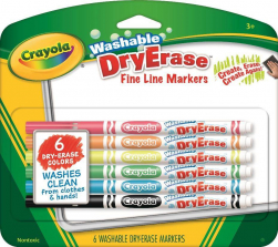 Crayola 6 Pack Washable Dry Erase Markers