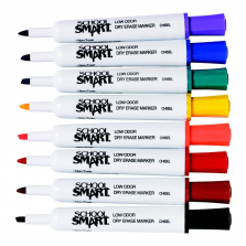 School Smart 8 Pack Dry Erase Markers - Chisel Tip - Assorted Colors