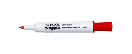 School Smart 12 Pack Dry Erase Marker - Chisel Tip - Red