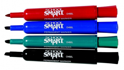 School Smart Permanent Marker Set, Broad Chisel Tip - Set of 20