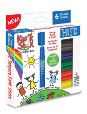 Kwik Stix 6 Classic Colors ThinStix Solid Tempera Paint Sticks