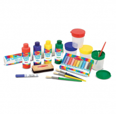 Melissa & Doug Easel Accessory Set - Paint, Cups, Brushes, Chalk, Paper, Dry-Erase Marker