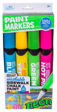 RoseArt Washable Sidewalk Chalk Paint Neon Jumbo Markers - 4 Count