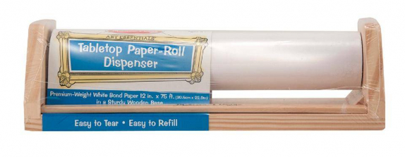 Melissa & Doug Wooden Tabletop Paper Roll Dispenser With White Bond Paper (12 inches x 75 feet)
