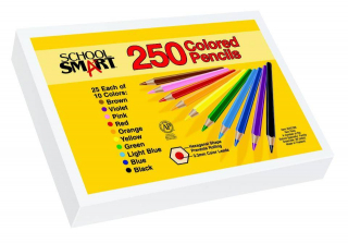 School Smart 250 Pack Pre-Sharpened Colored Pencil Classroom Pack - Thick Tip - Assorted Colors