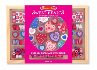 Melissa & Doug Sweet Hearts Wooden Bead Set With 120+ Beads and 5 Cords for Jewelry-Making