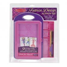 Melissa & Doug Fashion Design Art Activity Kit - 9 Double-Sided Rubbing Plates, 4 Pencils, Crayon