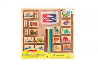 Melissa & Doug Dinosaurs and Vehicles Wooden Stamp Set