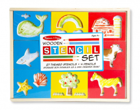 Melissa & Doug Wooden Stencil Set with 27 Themed Stencils and 4 Pencils