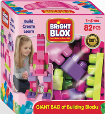 Cra-Z-Art Bright Blox 82 Piece Bag of Blocks - Pink