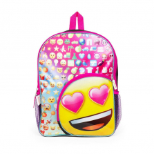 Emoji Heart Eyes 16 inch Backpack with Side Mesh Pockets