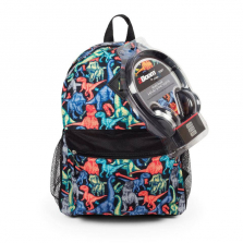 Starpoint Dinos Black Backpack with Side Mesh Pockets and Headphones