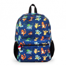 Pokemon Pikachu, Squirtle, Charmander and Eevee 6-inch Backpack with Two Side Mesh Pockets